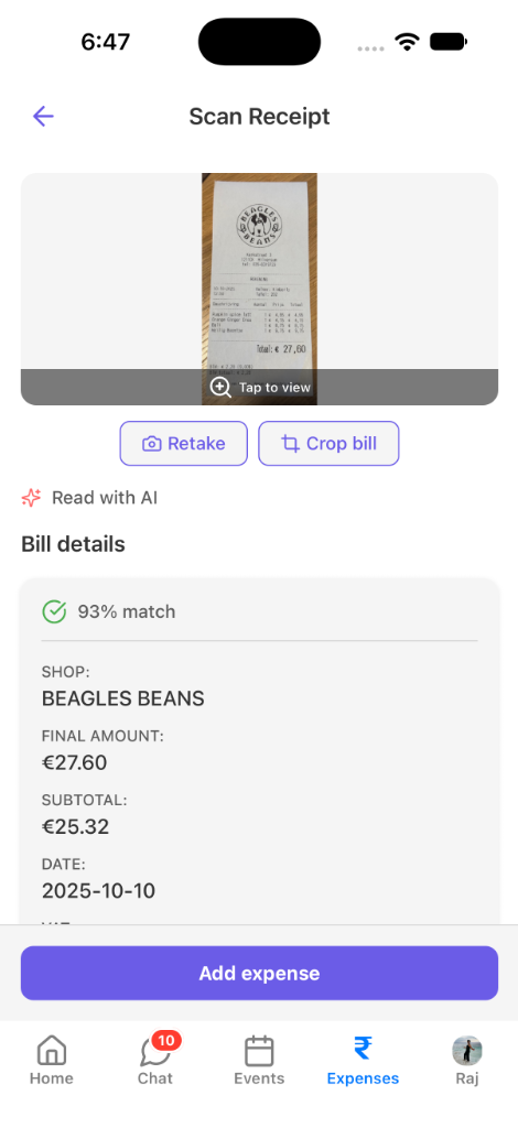⚡ Bill Scan LetzGo AI