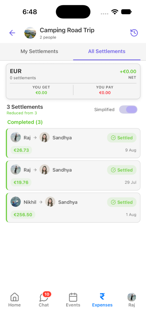 🤝 Settlement View